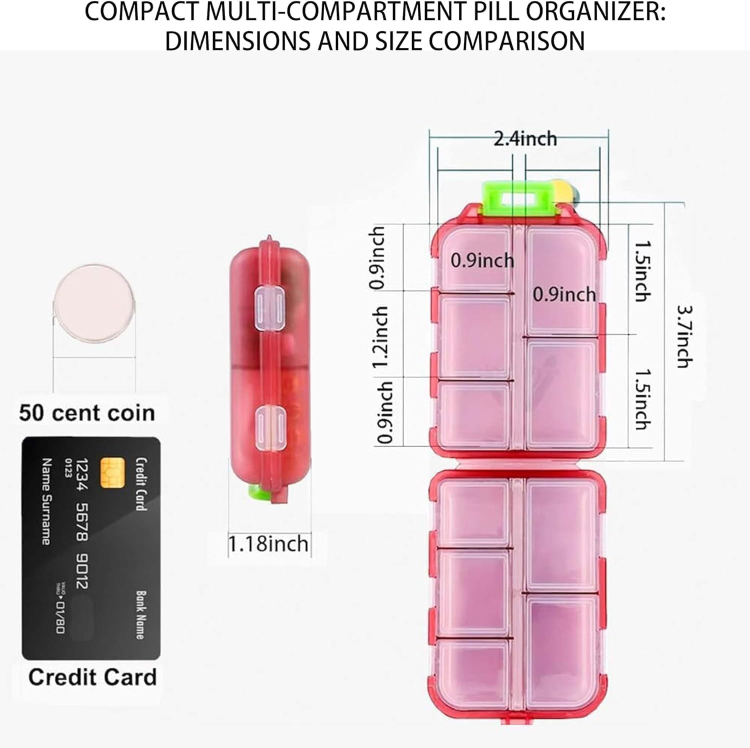 Pill Organizer with Medicine Labels Travel Daily Pill Container Mini Medication