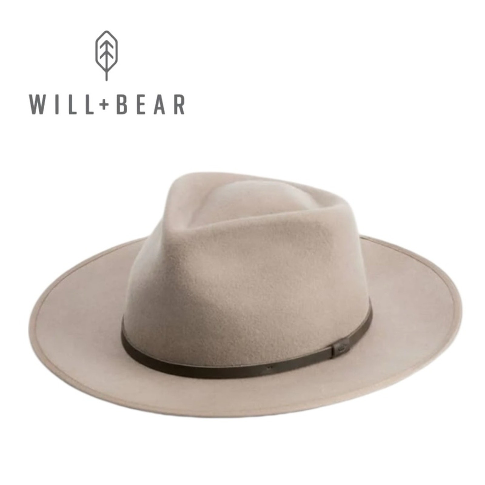 New Will + Bear Calloway Fawn Wool Felt Fedora Hat Large UPF 50+