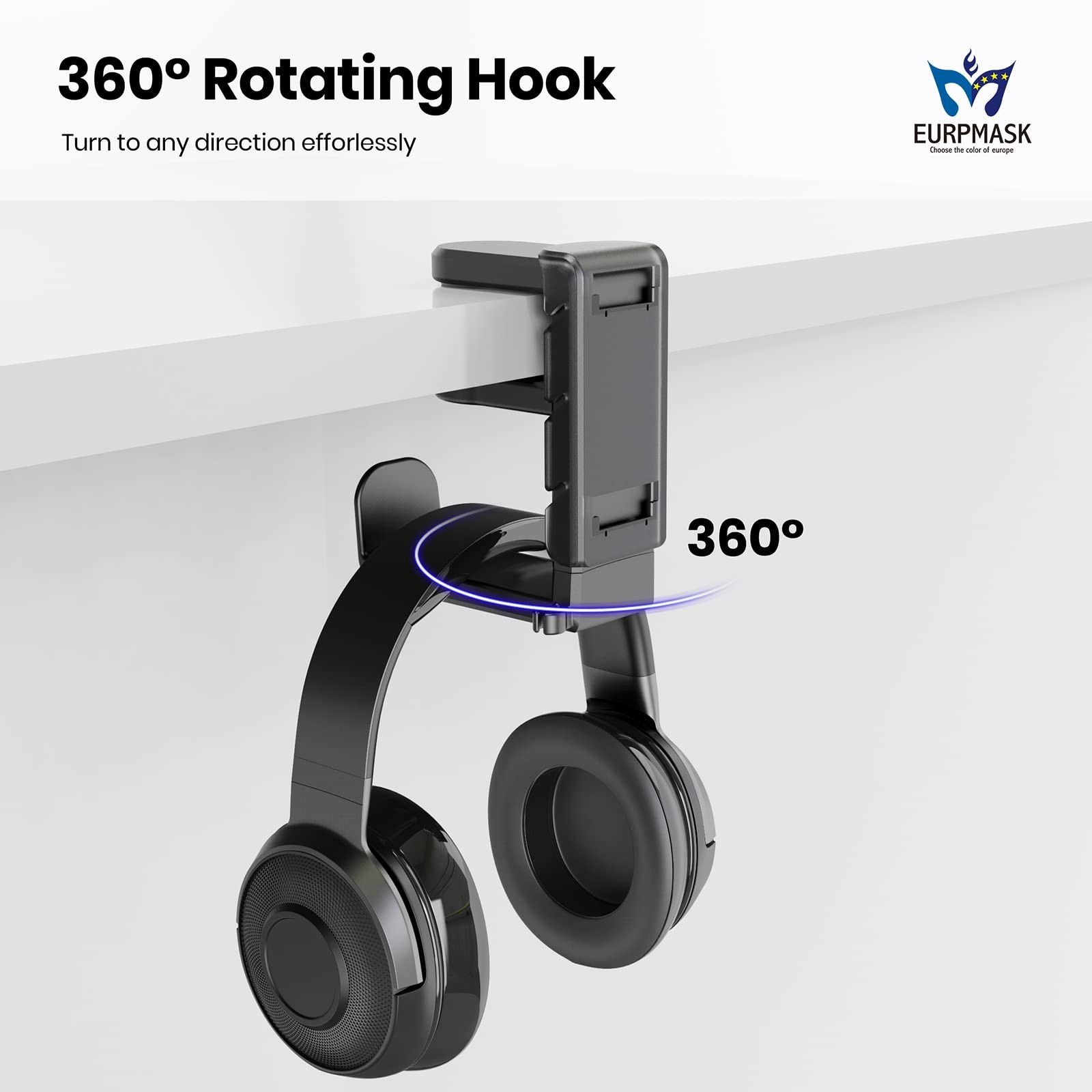 3-in-1 PC Gaming Headset&Controller Holder - EURPMASK Headphone Stand Black