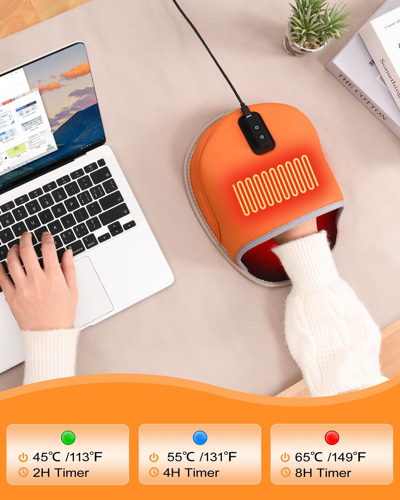 Heated Mouse Pad Hand Warmer - Dual-Sided Heating USB Heated Mouse Pad - 3 Te...