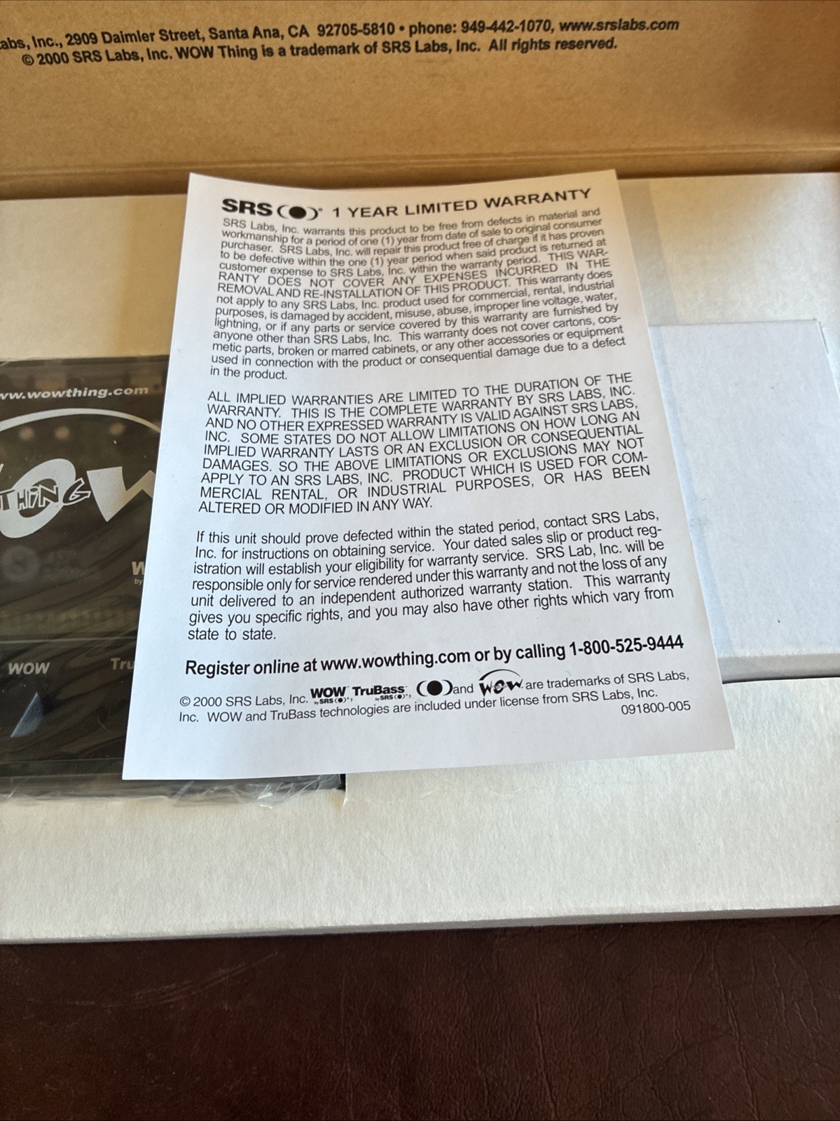 SRS Labs Wow Thing Trubass Audio Processor For Game Consoles