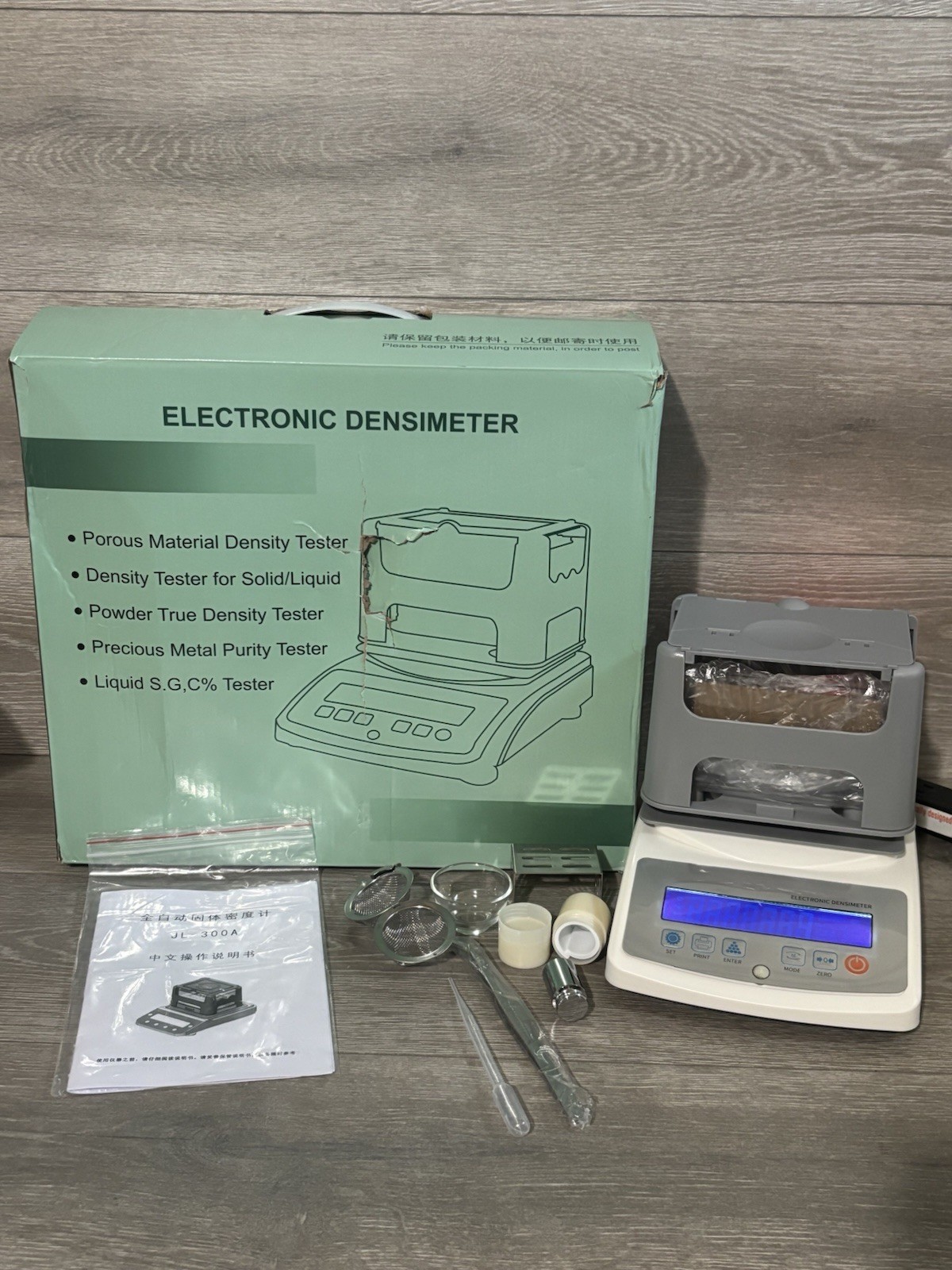 Solid Density Meter Densitometer w/ LCD Display JL-300A Range 0.01~300g OPEN BOX