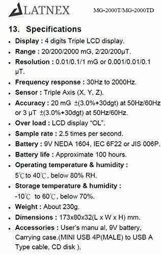 Latnex MG-2000TD: Triple Axis Pro EMF Meter with Datalogger Feature