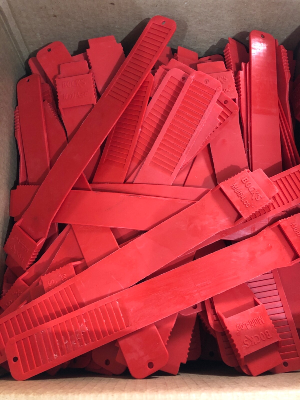 LOT OF 196 - Bock's Blank Multi-Loc Identification Leg Bands Red 14" Length