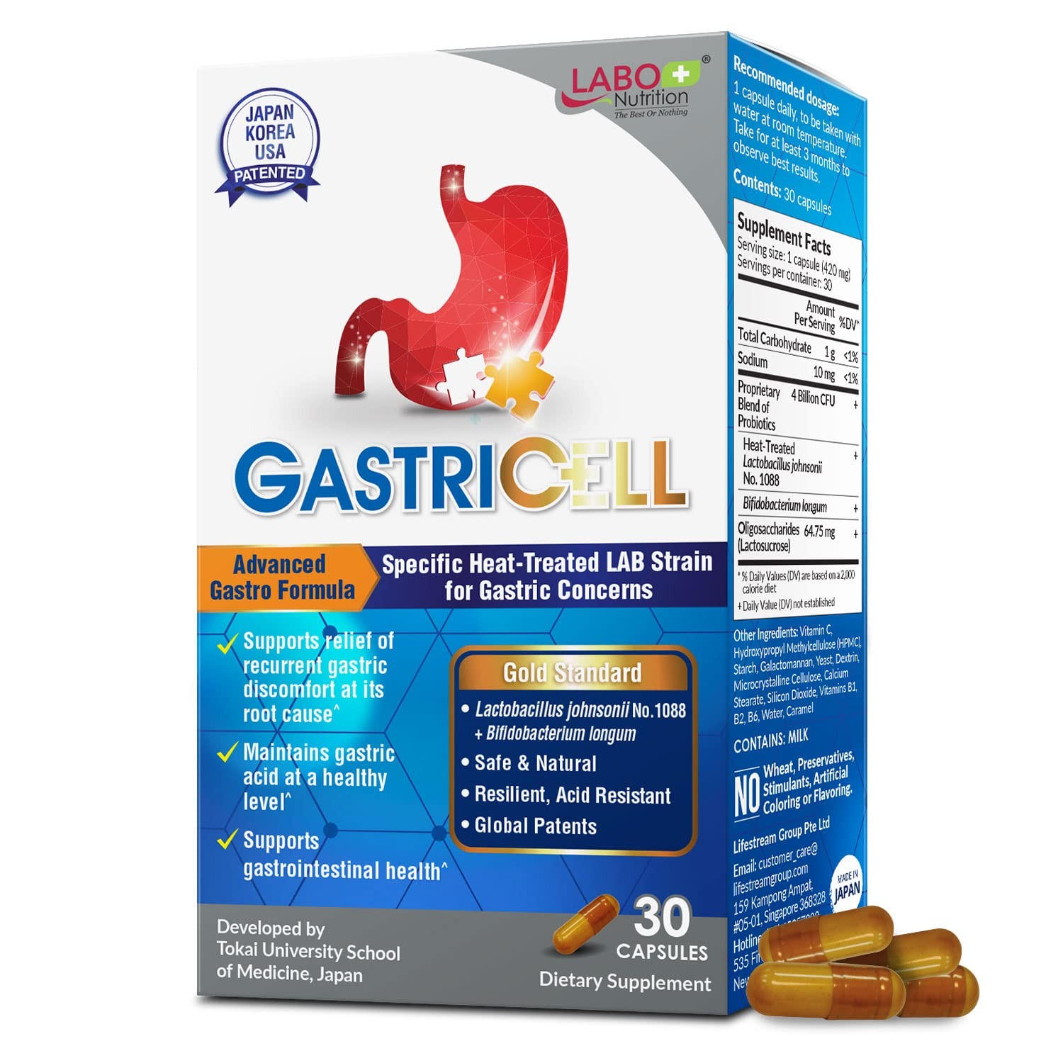 LABO Nutrition GASTRICELL - Acid Reflux, Heartburn, Gastric Discomfort Relief