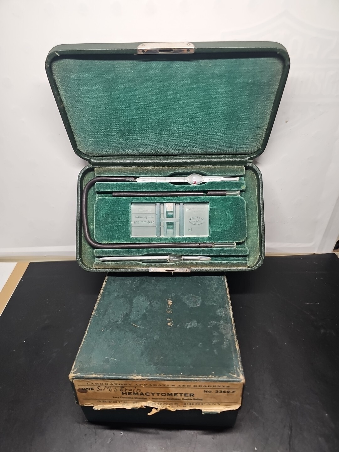 Vintage Arthur H Thomas Co. Hemacytometer Kit 3369-F Improved Double Ruling