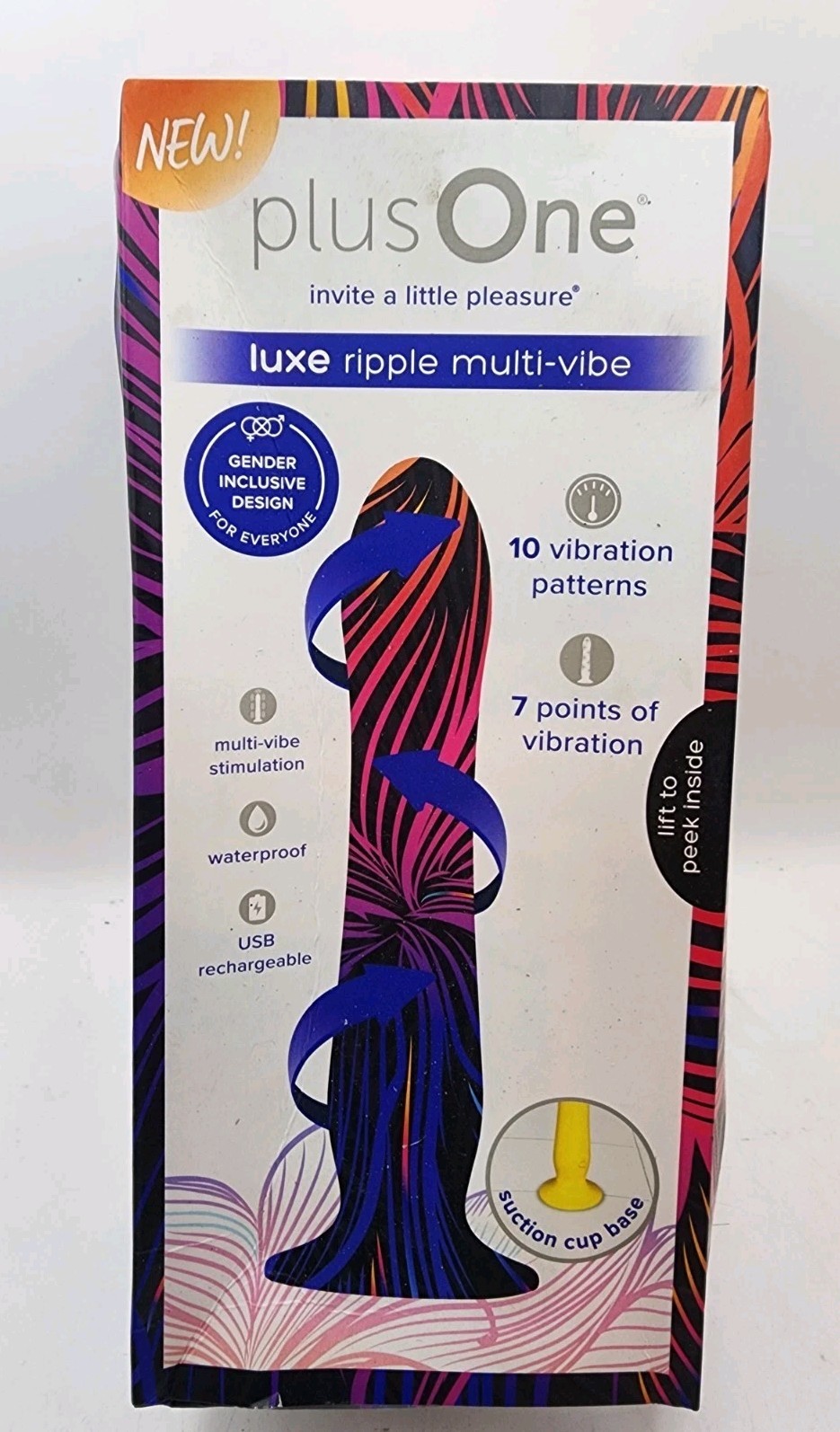 Plus One Luxe Ripple Multivibe Personal Vibrator With Suction Cup Base NEW