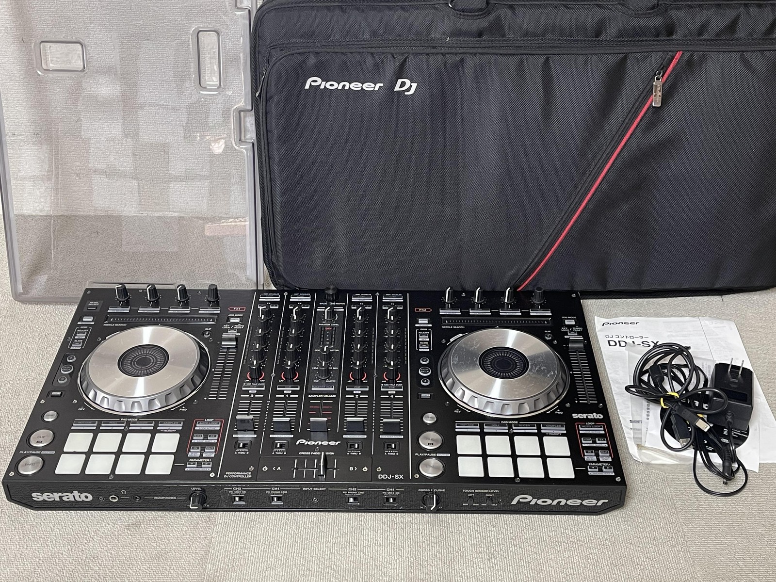Pioneer DDJ-SX 4-Channel Serato DJ Controller w/ Case Dust Cover Tested Black