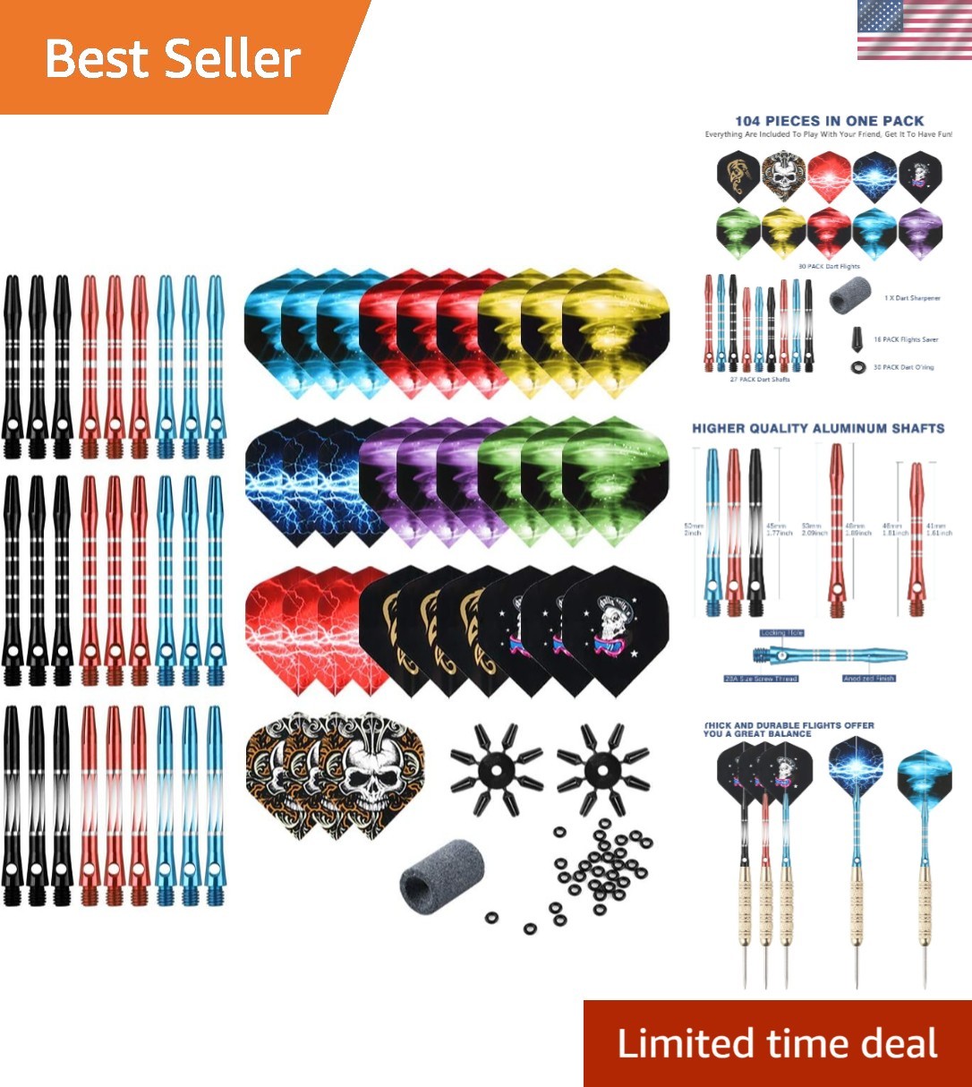 Dart Accessories Kit Including Aluminum Dart shafts,Dart Flights, Flight Save...
