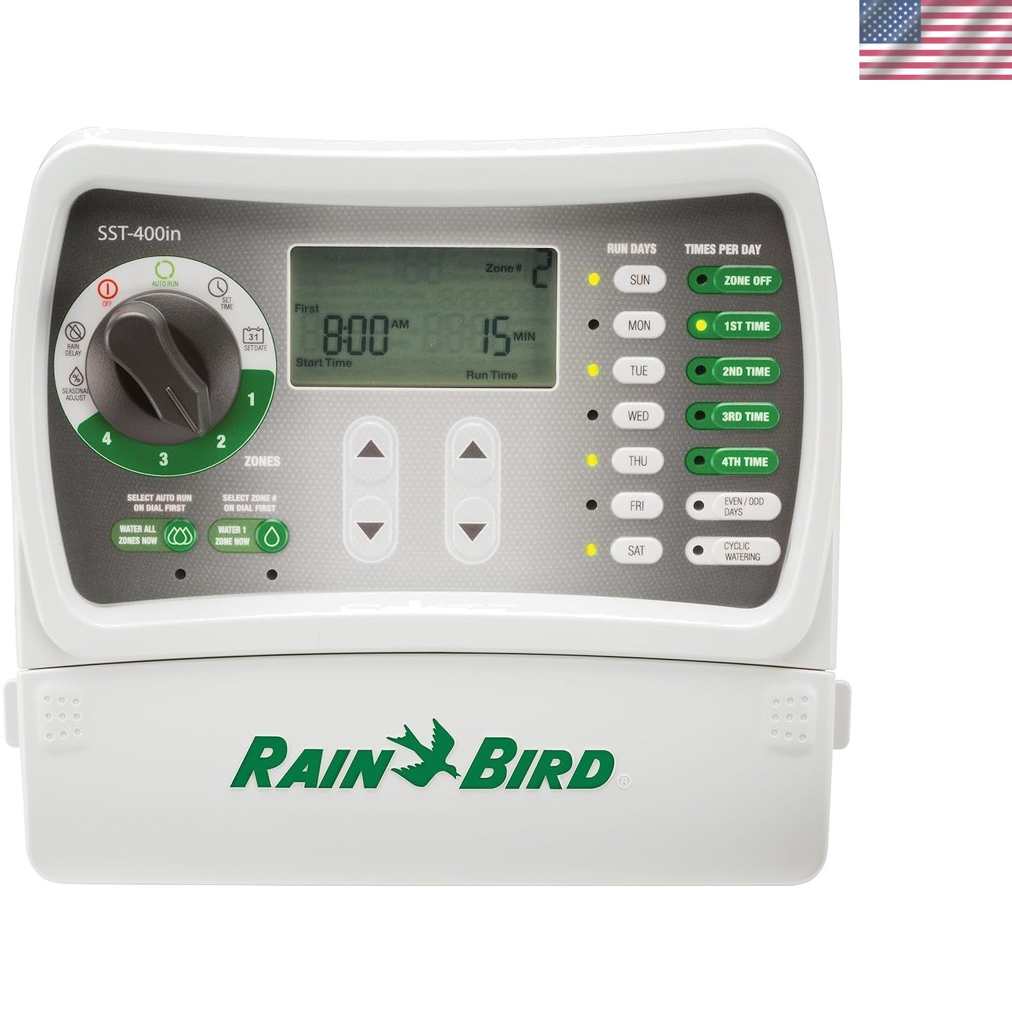 Simple-to-Set Indoor Sprinkler/Irrigation System Timer/Controller, 4-Zone/Sta...