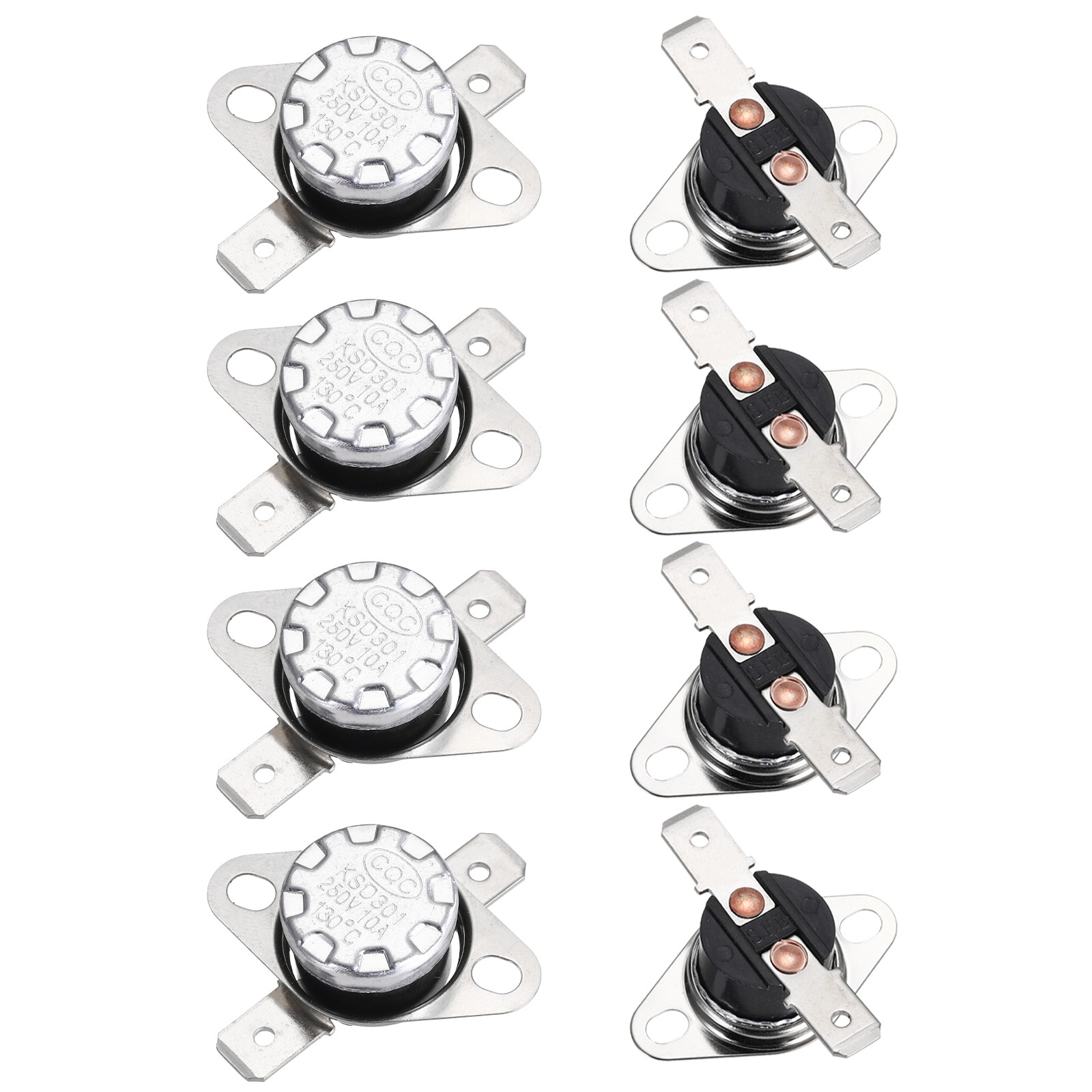 8PCS Temperature Control Switch Thermostat 130°C 10A N.C 6.3mm Pin