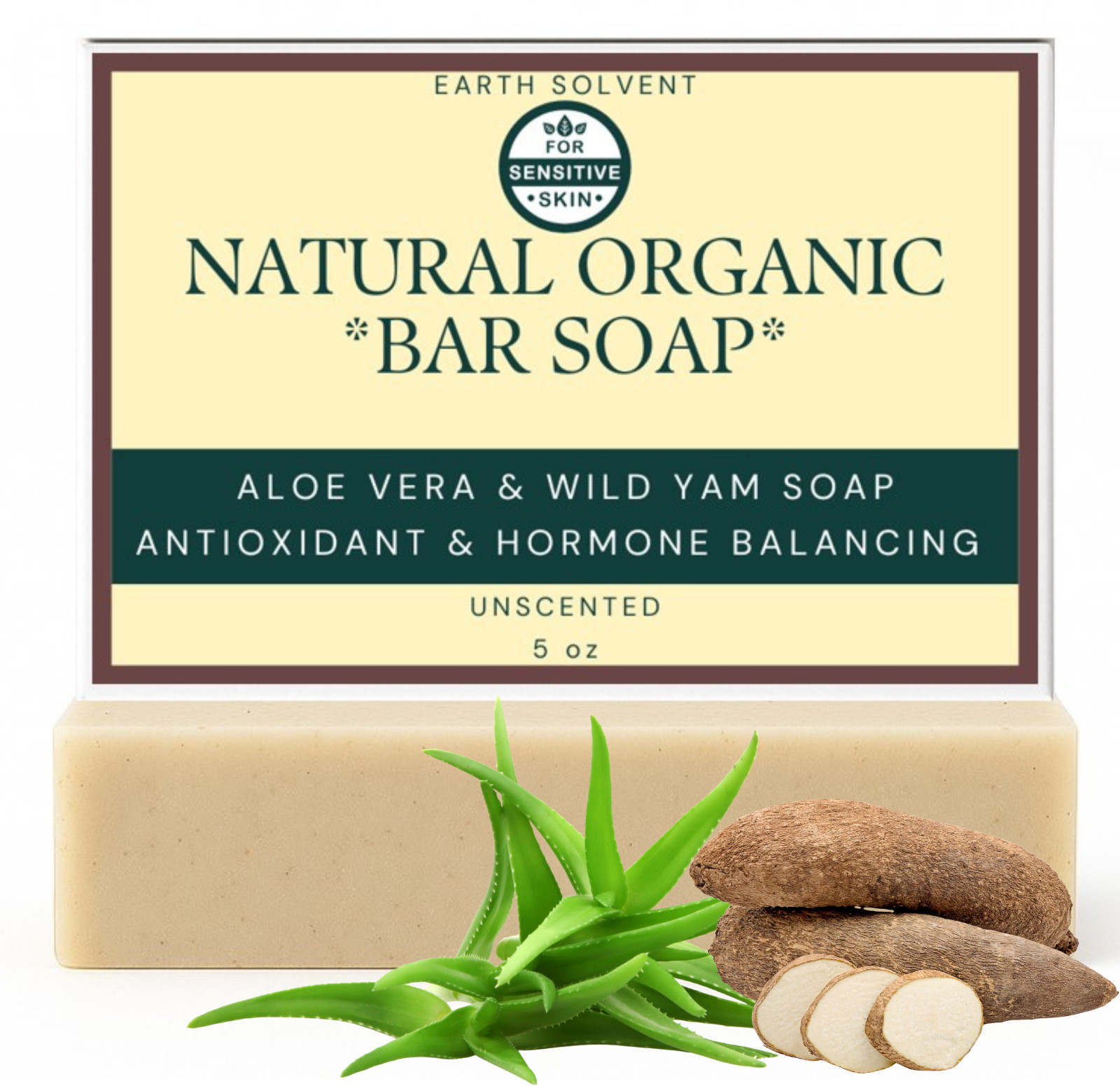 Aloe Vera & Wild Yam Soap Bar 5oz Natural Cold Process | Hydrating, Anti-Oxidant
