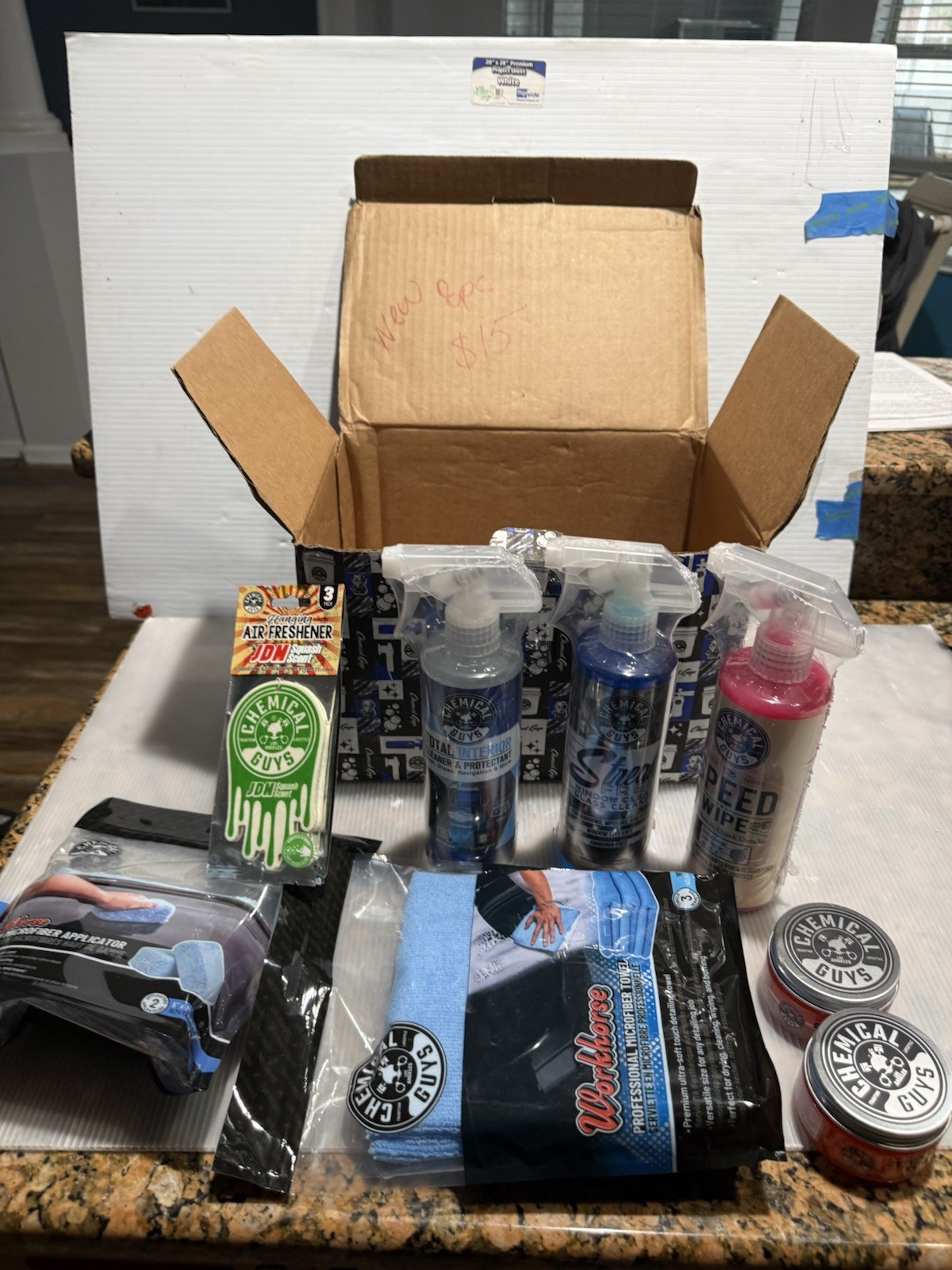 Chemical Guys 8 Piece Interior Car Wash Kit, Cleaners Air Fresheners Clothes