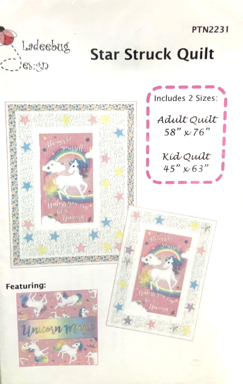 LADEEBUG DESIGN #PTN2231 - STAR STRUCK QUILT PATTERN, SIZES KIDS & ADULTS