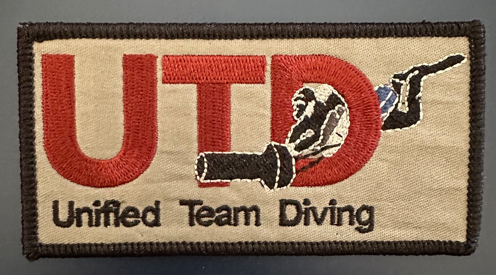 EXTREMELY RARE "UTD" (UNITED TEAM DIVING) EMBROIDERED IRON-ON PATCH...