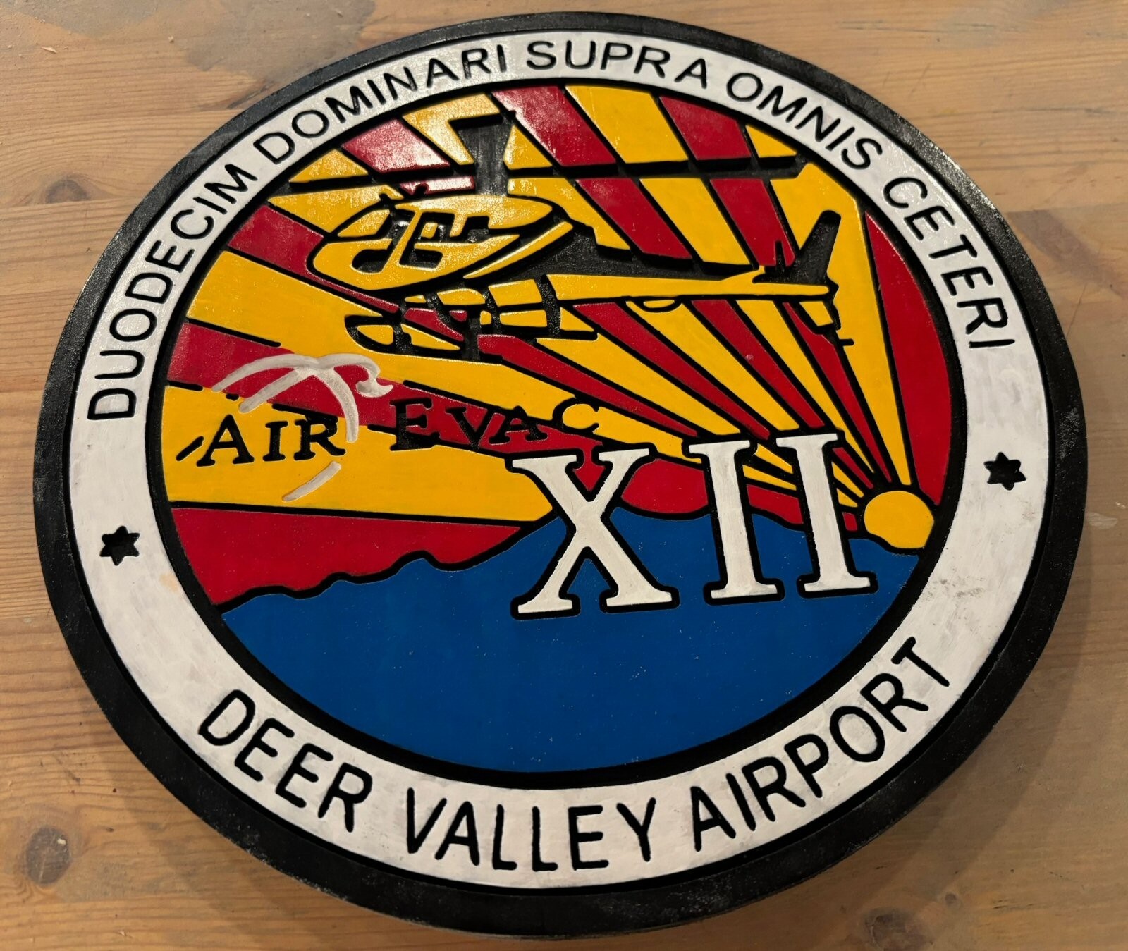 Deer Valley Airport EVAC 3D routed wood patch plaque