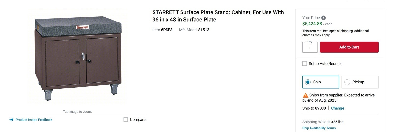 Starter Surface Plate 36” X 48” X 6” (New In Shipping crate)