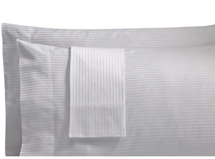 White Sateen Stripe 200 Thread Count Hotel Queen Pillowcases 21 x 36 (Pack of 6)