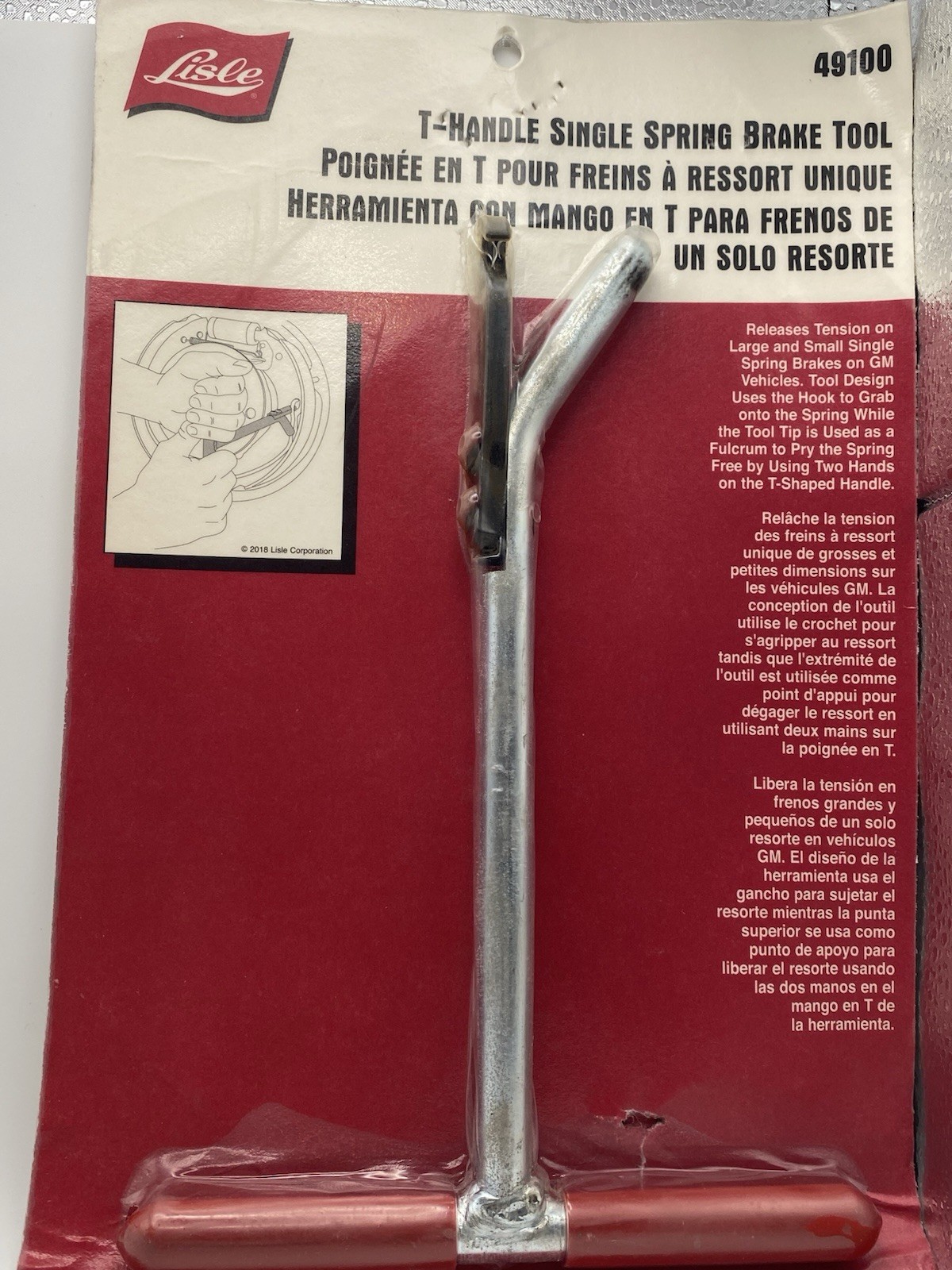 Lisle 49100 T-Handle Single Spring Brake Tool