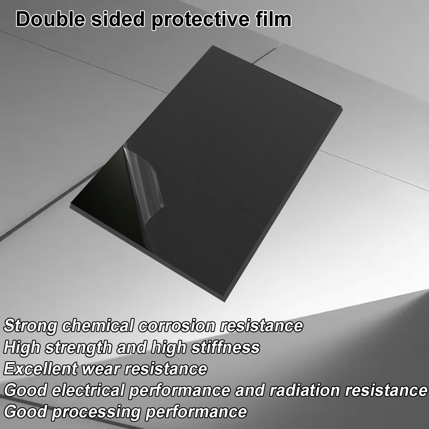 High-Density Polyethylene (HDPE) Plastic Sheet 1/2" Thick 12"x24"x1/2", Black