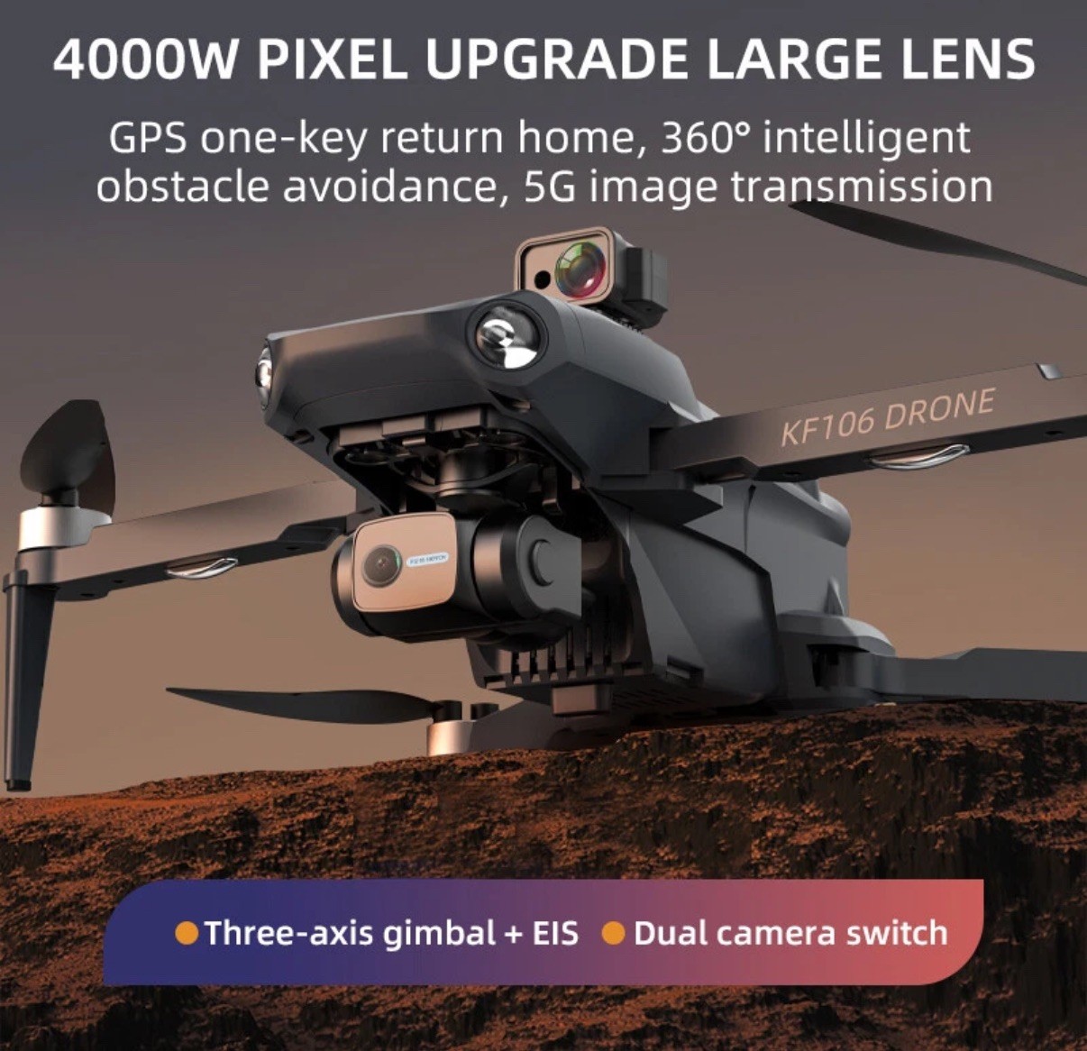 KF106 MAX 2 Batt RC Drone GPS  4K HD Camera 360° Obstacle Avoidance Quadcopter
