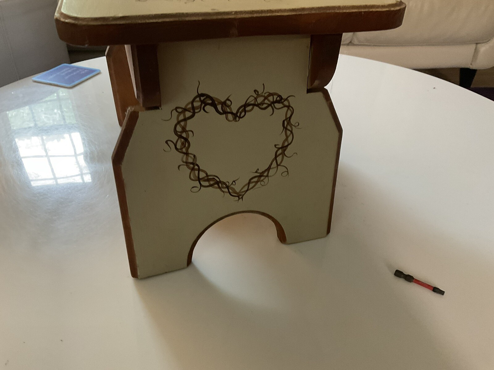 Painted Folk Art Wooden Foot Stool
