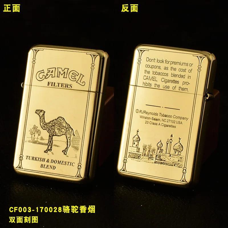 CHIEF Luxury Brass Kerosene Lighter Slim Windproof Vintage Design Grinding Wheel