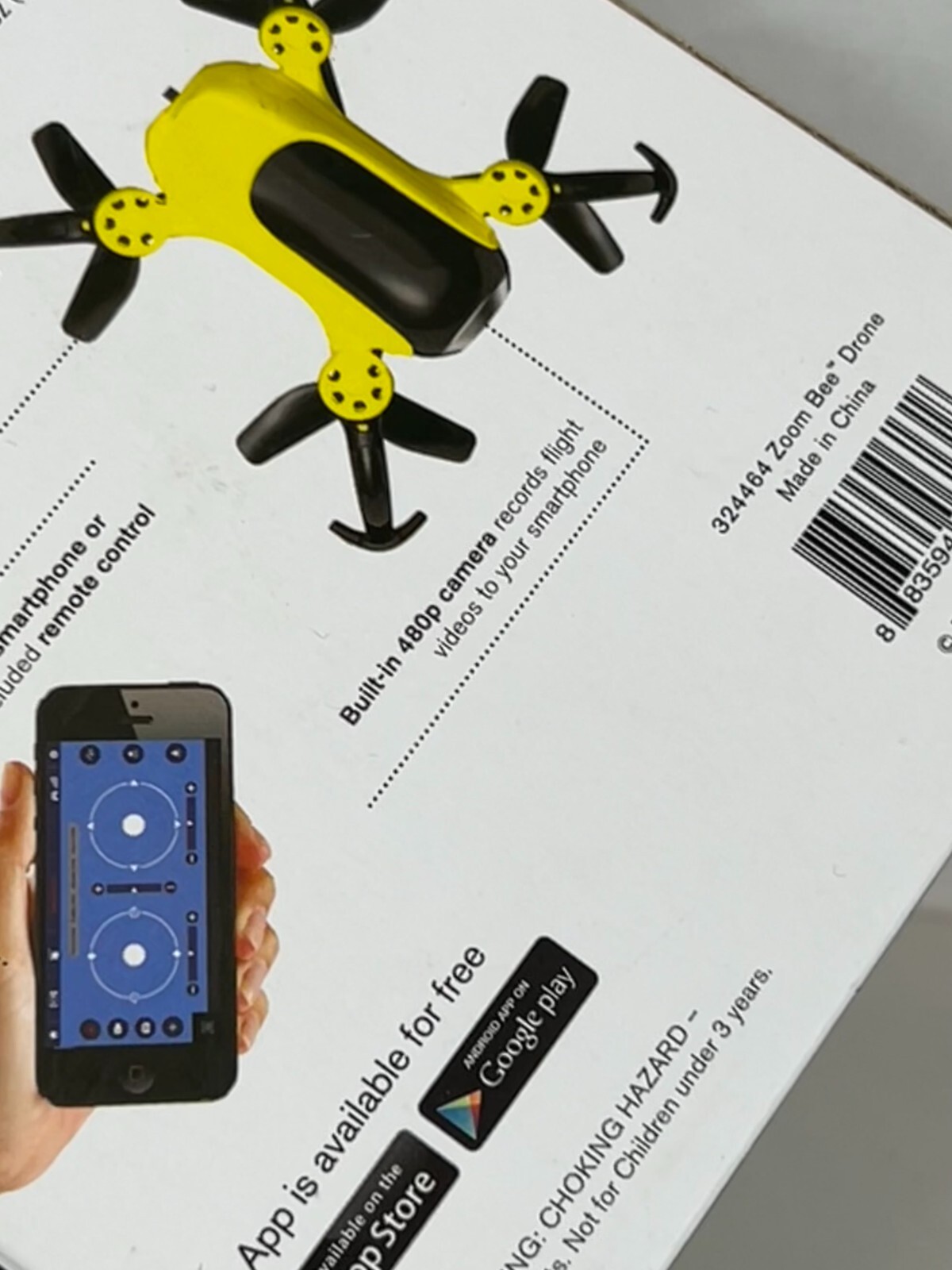 Brookstone BD25W Black Yellow Flight Force Zoom Bee Drone Remote Control