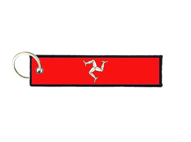 Keychain key ring tags fabric motorcycles car biker cute flag man island isle