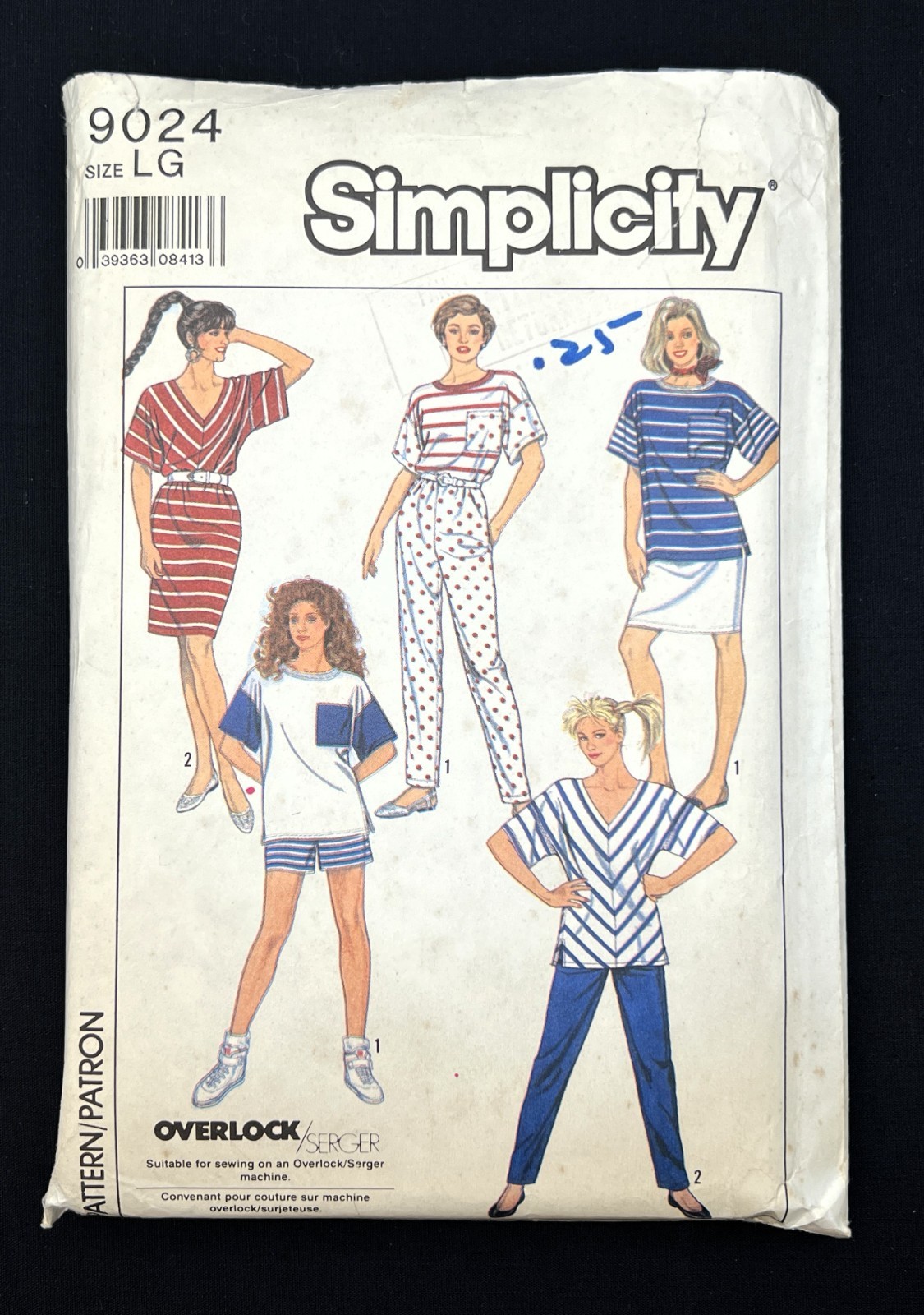 Simplicity 9024 Misses Knit Pants-Shorts-Skirt-Tops size L Uncut 1989 Pattern