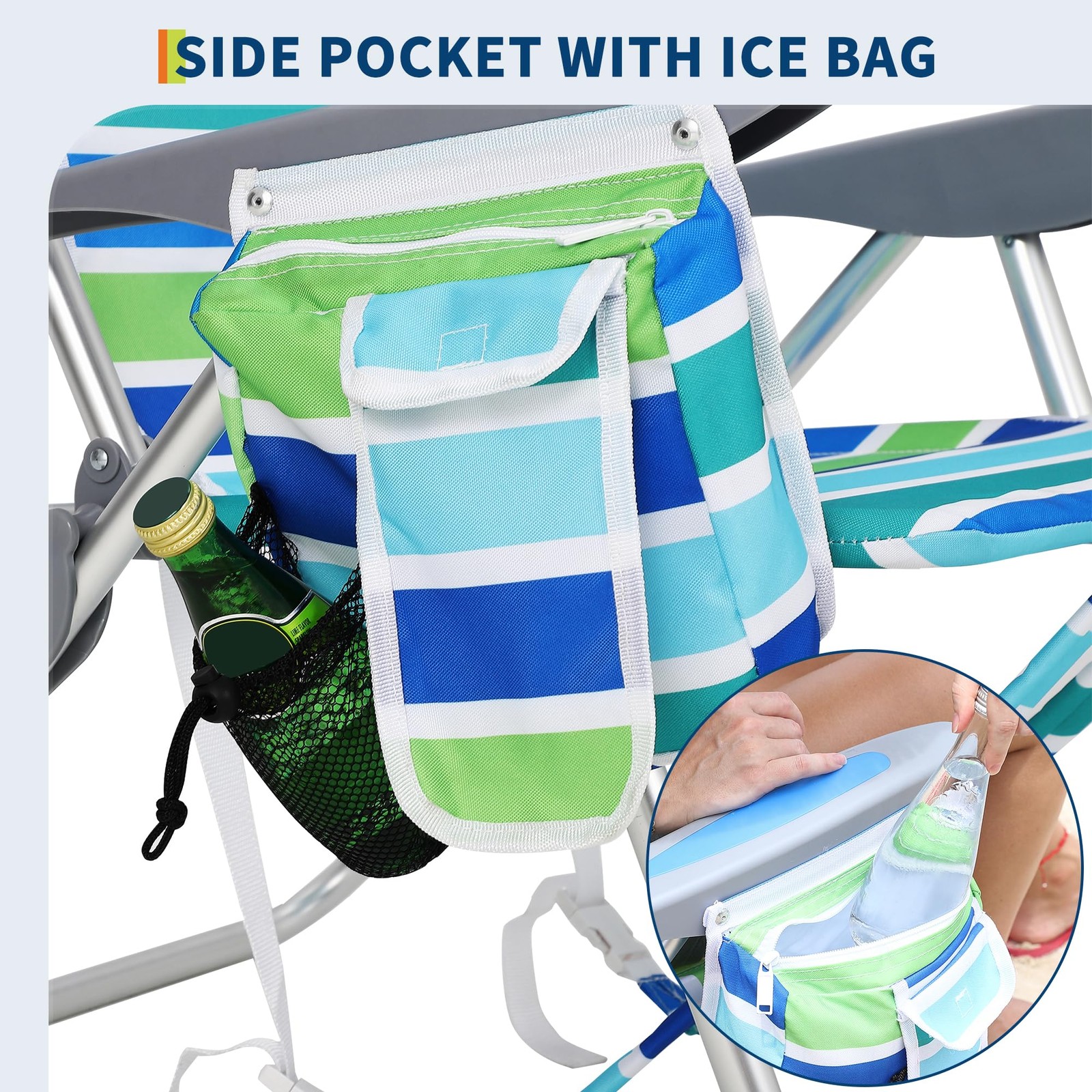 High Backpack Beach Chair for Adults 2 Pack, Lightweight Portable Lay Flat Fo...