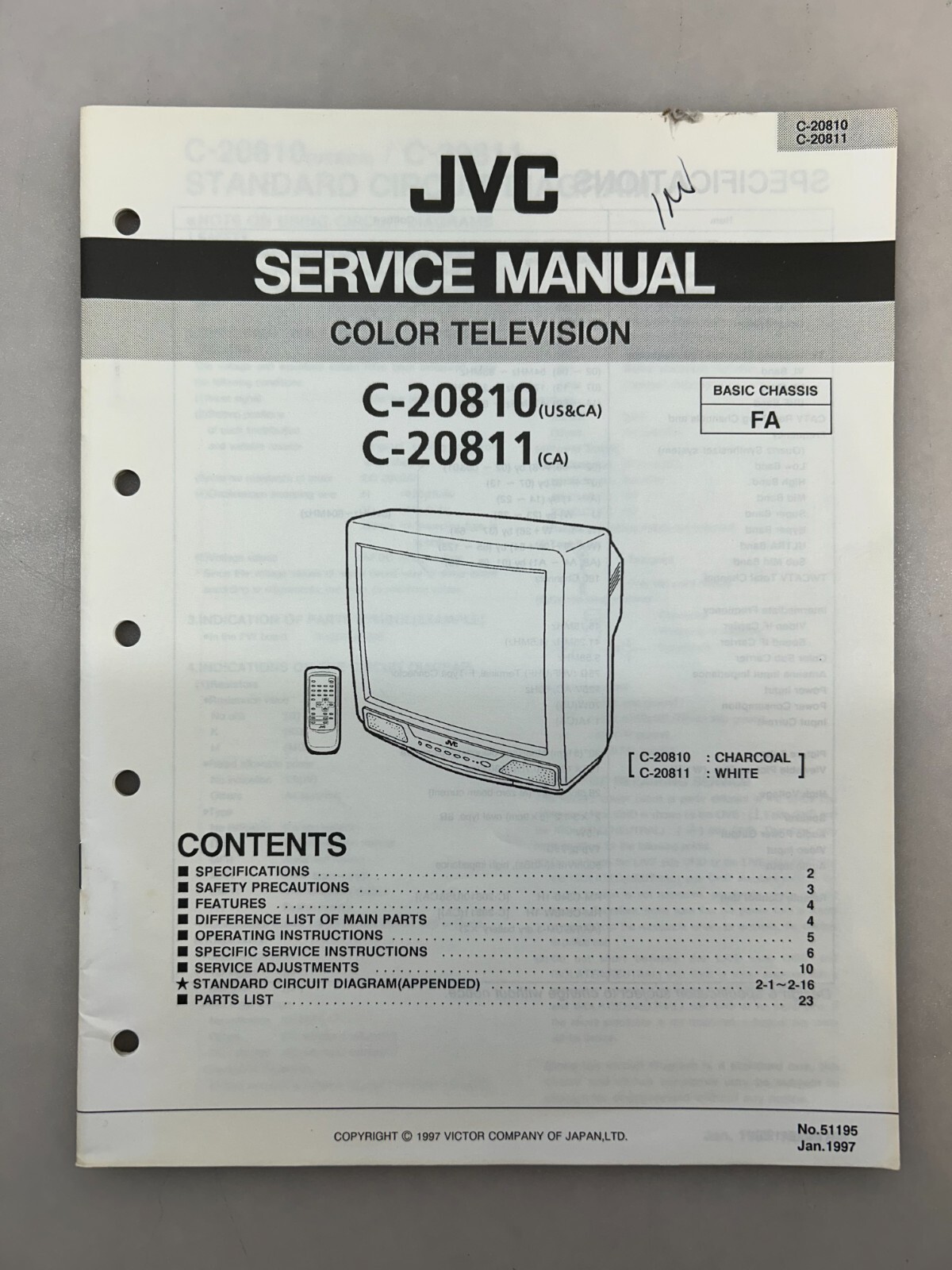 JVC C-20810 20811 Original Service Manual Free Shipping