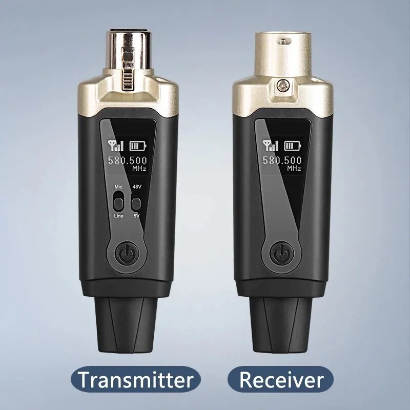 Wireless Microphone System XLR Mic Adapter Converter UHF Automatic Transmitter