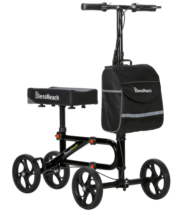 Economy Knee Scooter Walker for Foot Injury Compact Dual Brake (Black)