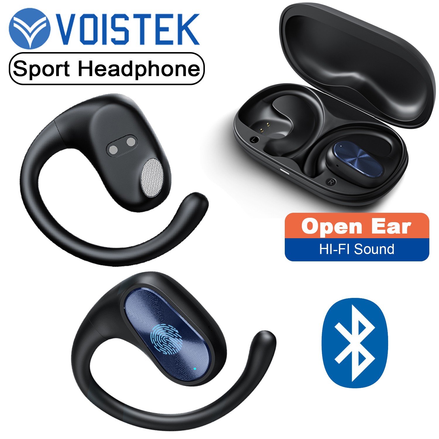 Wireless Open ear Headphone Hi-Res Sound Bluetooth Earphone TWS Sports Earbuds