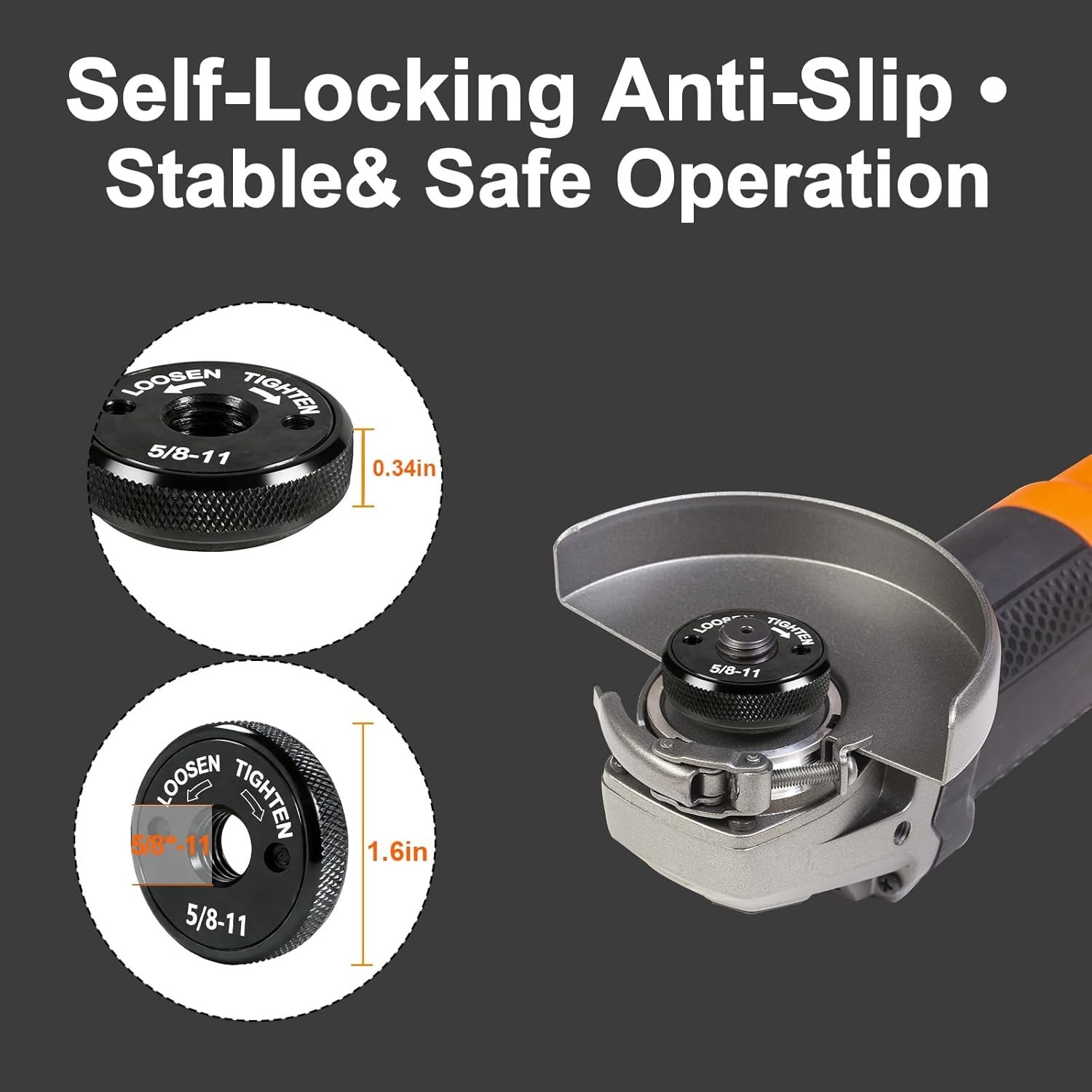 Quick Release Nut for Angle Grinder 4.5 5 Inch Steel No Wrench Needed