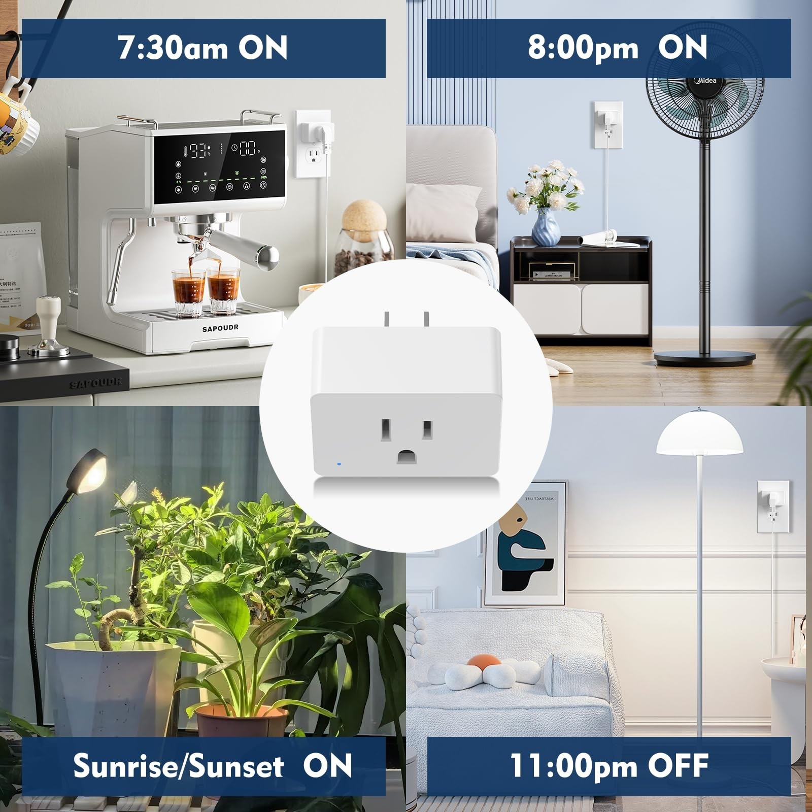 4 Pack WiFi Smart Plug, Compatible with Alexa & Google Home, Timer Socket