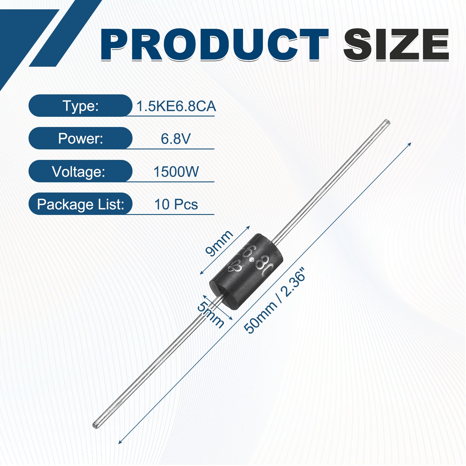 10Pcs Transient Suppression Diodes 1.5KE6.8CA DO-201AD Bidirectional Channel