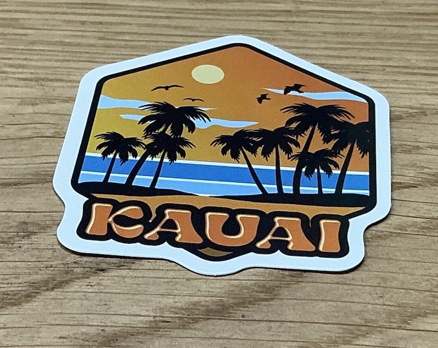 Kauai Palm Trees Beach Sticker  Hawaii Travel Decal