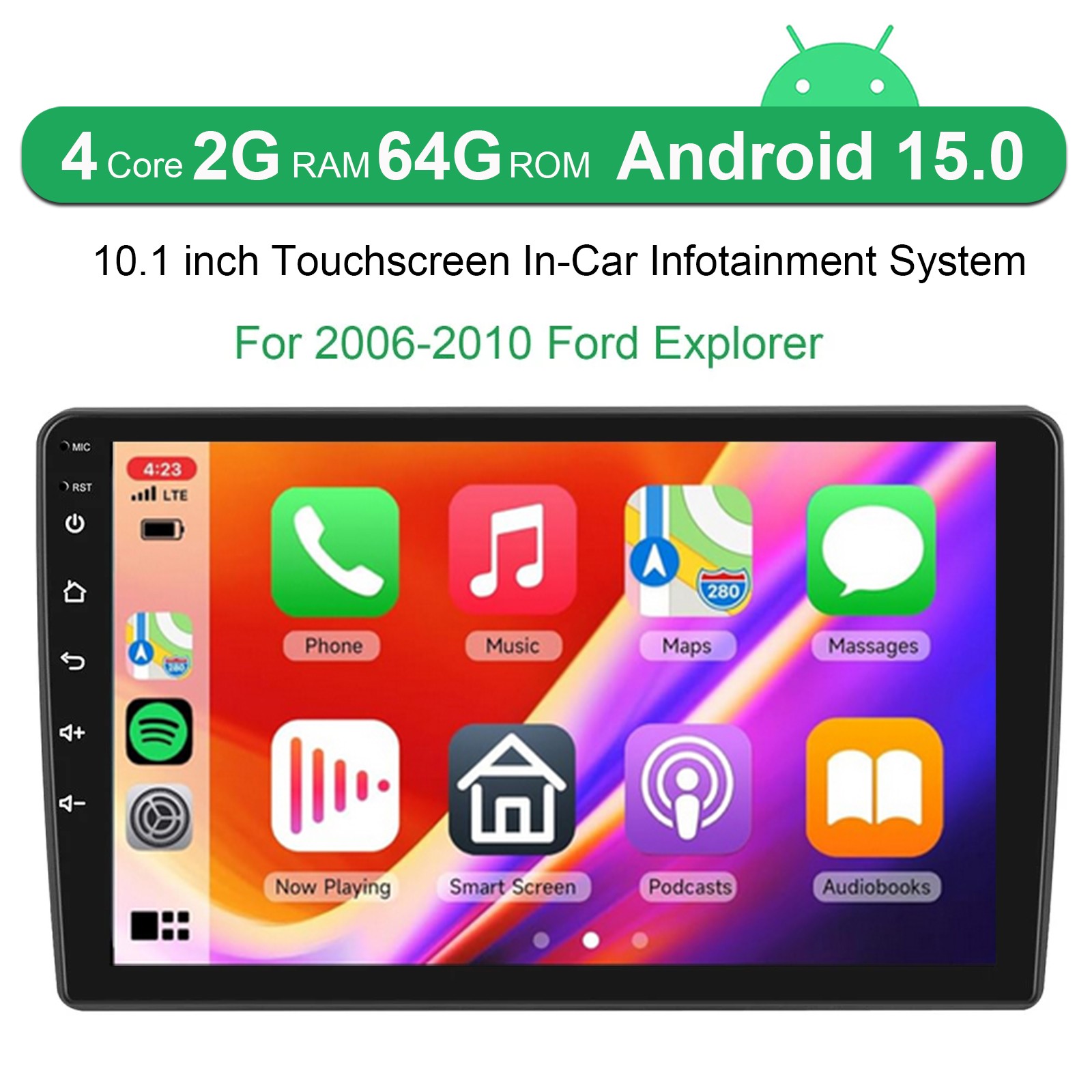 For 2006-2010 Ford Explorer Apple Carplay Car Stereo Radio GPS Android 15 2+64GB