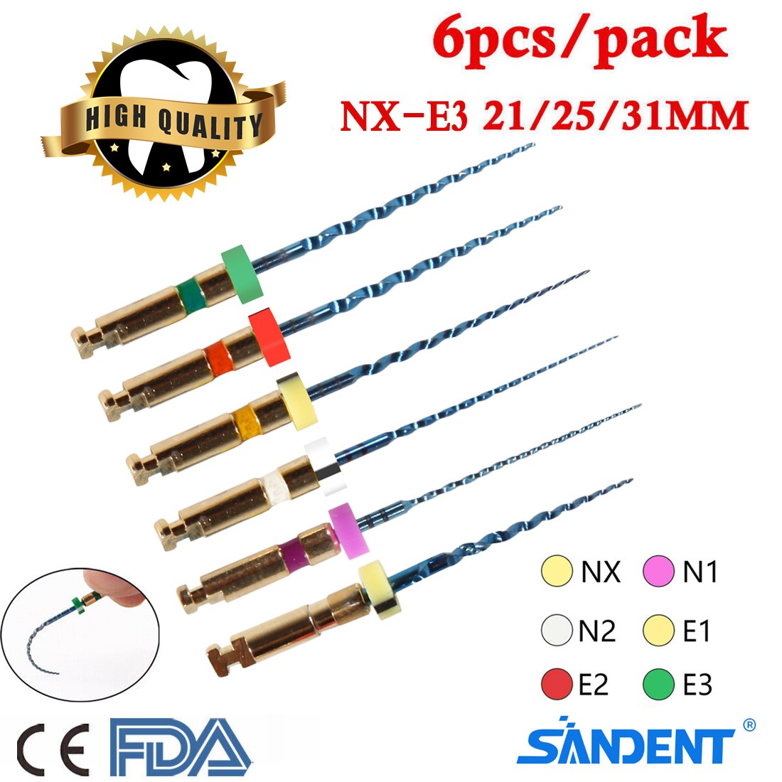 10 PACKS Sale Endodontic Files NX-F3 Rotary Niti File 21/25/31MM FDA