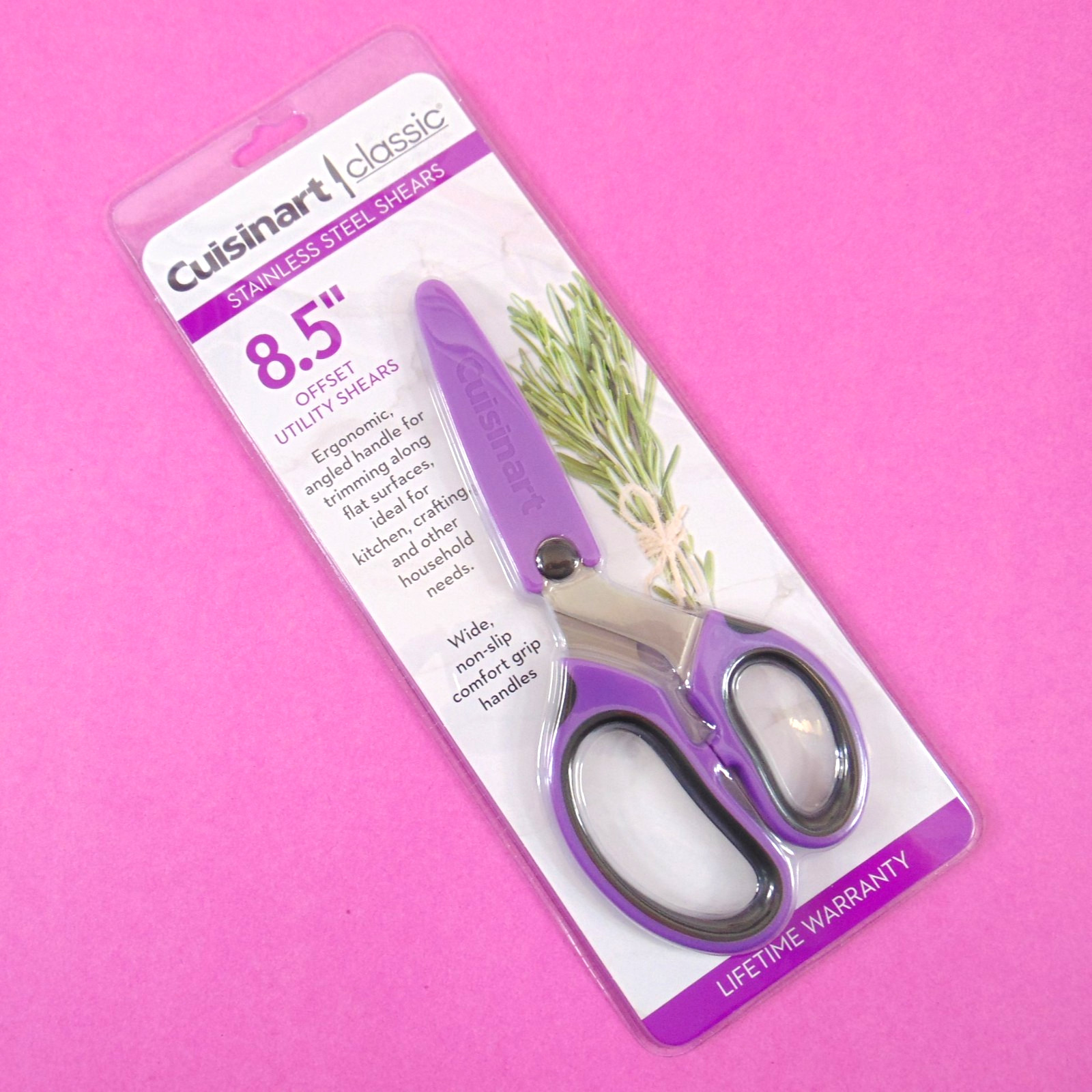Cuisinart Classic 8.5” Offset Kitchen Scissors Shears Stainless Steel Purple New