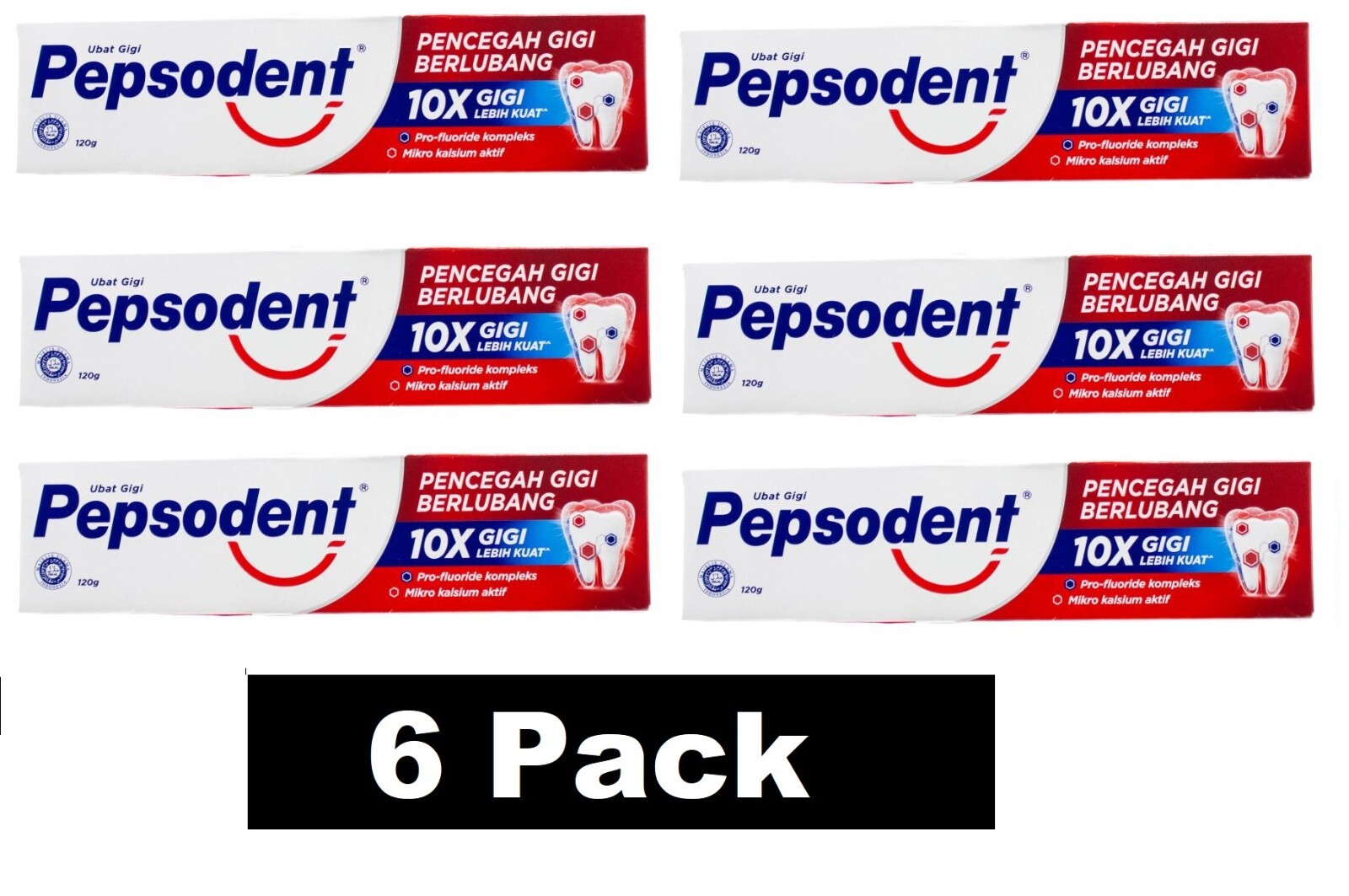 6 x PEPSODENT 120g TOOTHPASTE 10X STRONGER TEETH CAVITY FIGHTER 100% Brand New