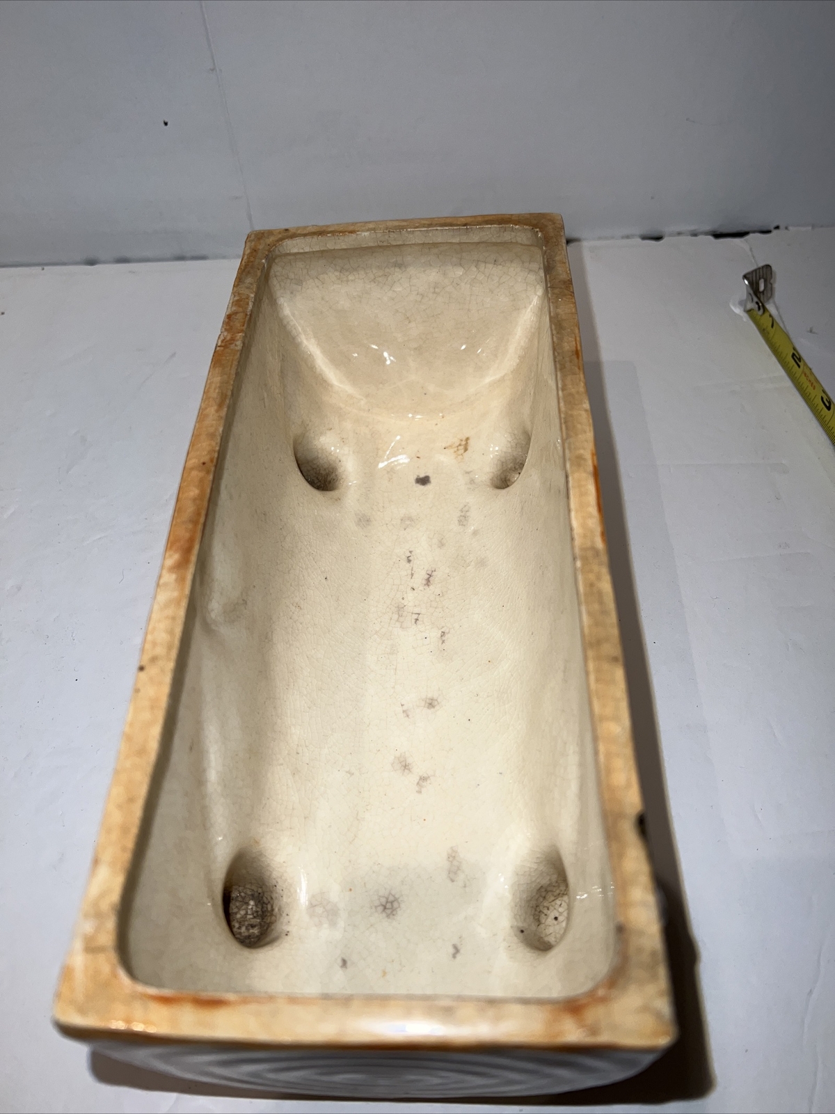 Vintage Brown Ceramic Log Planter Hand Painted Made In Japan