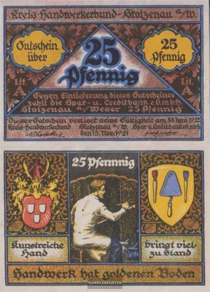 Stolzenau NotgelD: 1277.1 25 Pf 2. PAinters NotgelD StolzenAu A. D. Weser uncirc