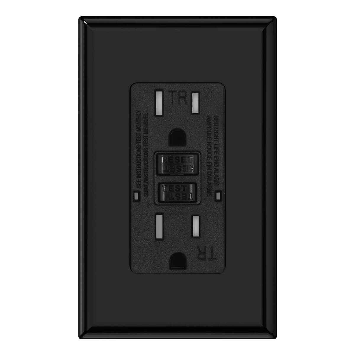 Black GFCI Outlet , TR Receptacle 15A Self-Testing Tamper Resistant ETL listed