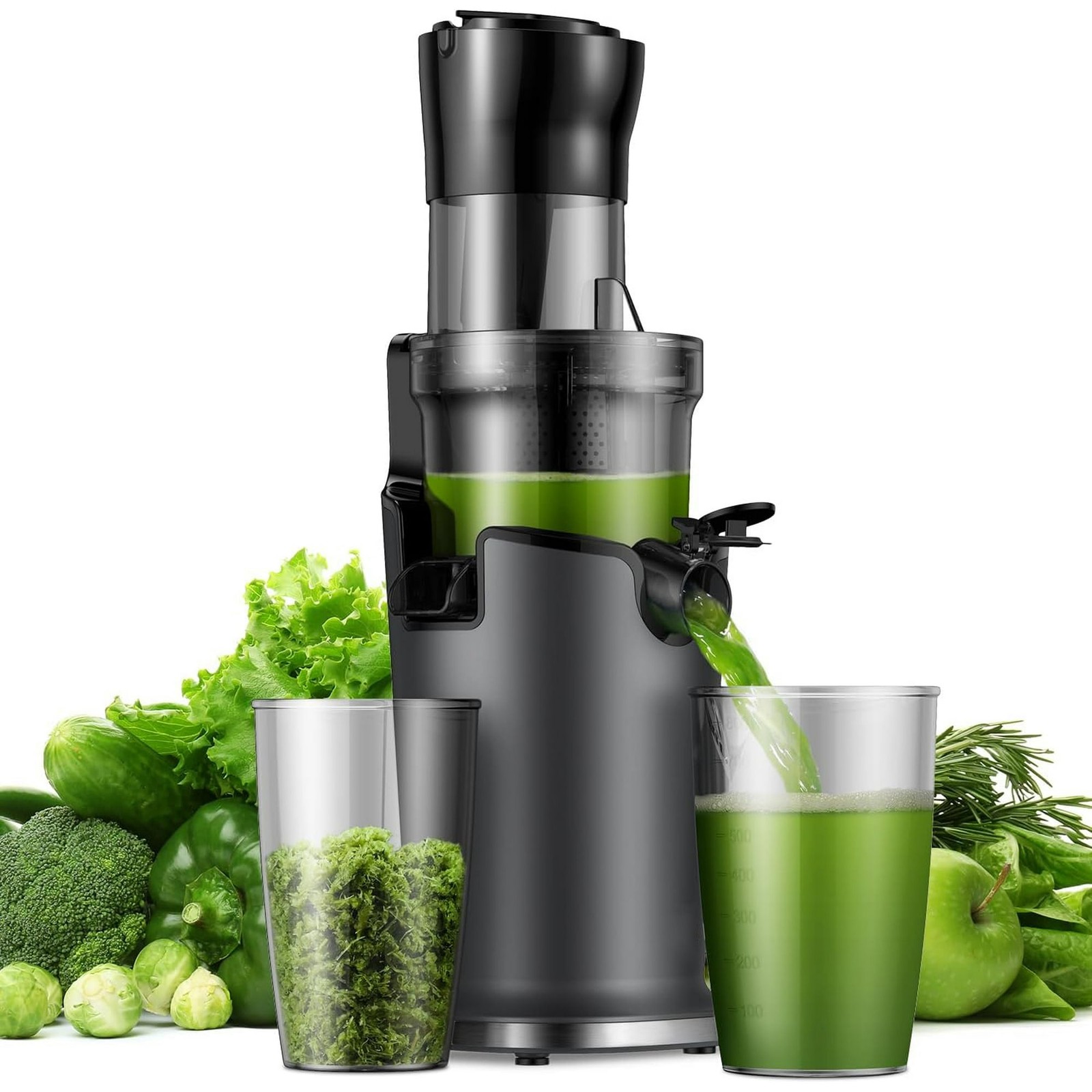 Cold Press Juicer Machines, Masticating Juicer Extractor  3.5-Inch Feed Chute