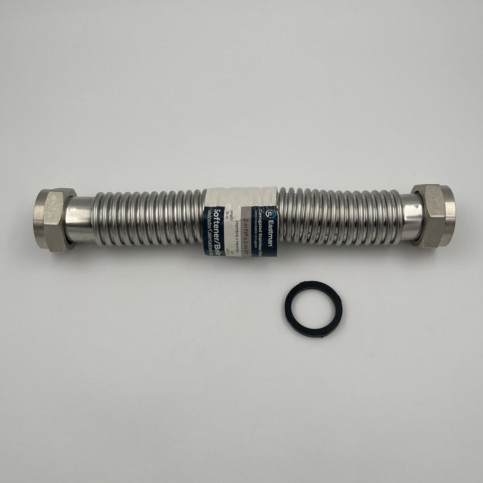 18 Inch Water Heater Connector, 2 X 2 Inch FIP, Corrugated Stainless Steel Water