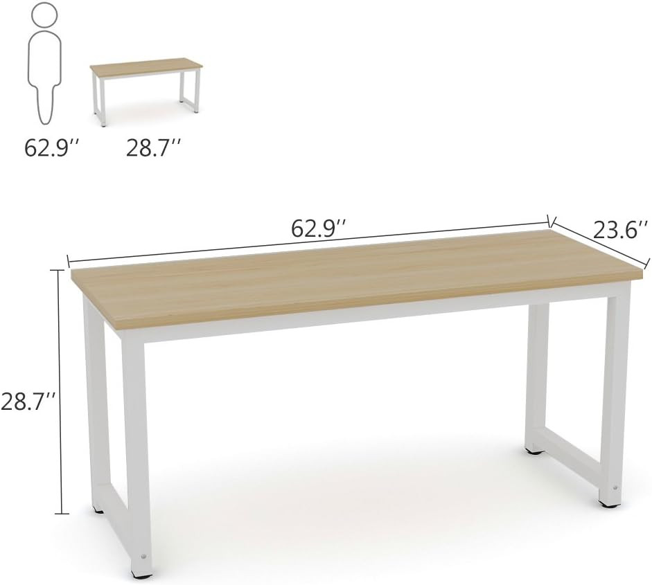 Spacious 63" Walnut Computer Desk for Home Office & Study Workstation