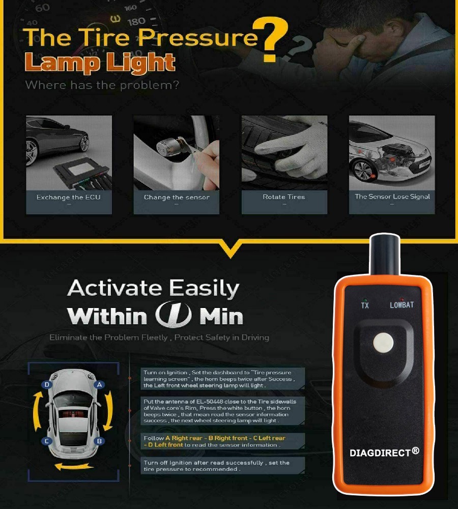 EL50448 TPMS Relearn Tire Sensor Pressure Monitor System Programming Activation